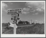 Signpost in the Pine Camp expansion area. New York.