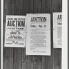 Auction notices of farms in the Pine Camp expansion area posted on a barn at the Ingalls farm near Antwerp, New York.