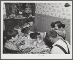 Having dinner at the home of Ray Lyman, FSA (Farm Security Administration) client near Castleton, Vermont.