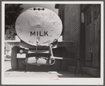 Milk truck in front of a creamery in Enosburg Falls, Vermont.