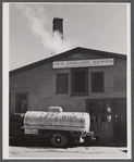 Milk truck in front of the New England Dairies in Enosburg Falls, Vermont.