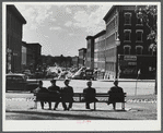 In the square, facing the main street in Saint Albans, Vermont.