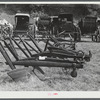Exhibit of old ploughs and antique buggies at the World's Fair at Tunbridge, Vermont.