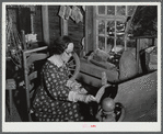 Exhibit of spinning in the antique building at the World's Fair at Tunbridge, Vermont.