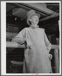 Mr. H.R. Dodge of Tunbridge, known as "O, Dear," in the antique building of the World's Fair. Vermont.