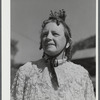 Mrs. C.I. Durkee of Tunbridge, Vermont. She is dressed in old-fashioned costume for the World's Fair at Tunbridge.