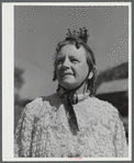 Mrs. C.I. Durkee of Tunbridge, Vermont. She is dressed in old-fashioned costume for the World's Fair at Tunbridge.