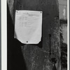 Program for the World's Fair posted on the door of the antique building. Tunbridge, Vermont.