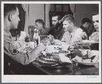 Fort Belvoir, Virginia. Sergeant George Camblair in the mess hall for lunch.