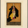 Soldier with black cloak with yellow lining, magenta jacket and white pants