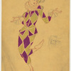 Harlequin boy in purple and pale green