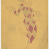 Harlequin boy in purple and pale green