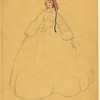 Gentleman in top hat and cape and Lady in full gown with bonnet