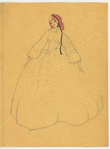 Gentleman in top hat and cape and Lady in full gown with bonnet