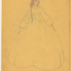 Gentleman in top hat and cape and Lady in full gown with bonnet