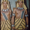 Performers costumed as slaves during a Metropolitan Opera tour of Aïda