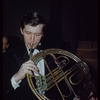 French horn player Gunther Schuller during a Metropolitan Opera tour of La Bohème