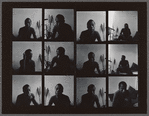 Contact sheet of James Baldwin with cattail plant