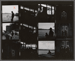 Contact sheet of James Baldwin in silhouette against water