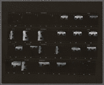 Contact sheet of dimly lit room