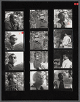 Contact sheet of James Baldwin in light jacket over dark shirt
