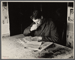 Rehabilitation client worrying over his accounts, Jackson County, Ohio.