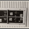 Children's art work in window of school, Jackson, Ohio.