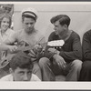 Local talent makes music on a Sunday afternoon under soldiers' monument. Provincetown, Massachusetts.