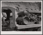 Compressor truck and quarry worker. Limestone quarry near Frederick, Maryland.