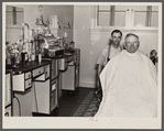 The cooperative barber shop at Arthurdale project. Reedsville, West Virginia.