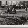 Children of defense workers playing near their "homes" trailers. Trailer camp on Mount Vernon Highway near Alexandria, Virginia.