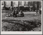 Children of defense workers playing near their "homes" trailers. Trailer camp on Mount Vernon Highway near Alexandria, Virginia.