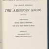 Books, films, recordings by and about the American Negro 