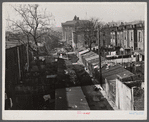 View of alley in Northwest Washington, behind North Capitol Street. Blake School in background.