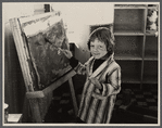 Radburn, New Jersey, a privately financed model town which furnished some of the ideas for the United States Suburban Resettlement Administration's Greenbelt towns. Young artist at the community kindergarten.