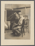 Francis Barraud with painting of Nipper