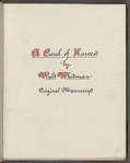 A Carol of Harvest, for 1867: autograph manuscript signed