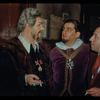 Conductor Renato Cellini with Cesare Siepi and Robert Merrill in costume for Don Carlo at the Metropolitan Opera