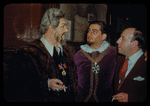 Conductor Renato Cellini with Cesare Siepi and Robert Merrill in costume for Don Carlo at the Metropolitan Opera
