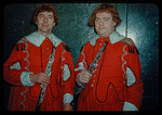 Oboists John Leoncavallo and William Arrowsmith in costume for Don Giovanni at the Metropolitan Opera