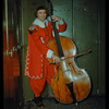 Double bass player Ernest Gruen in costume for Don Giovanni at the Metropolitan Opera