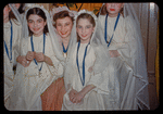 Dancer Gudrun Lober and supernumeraries in costume for Cavalleria Rusticana at the Metropolitan Opera