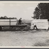 Unloading lumber at Berwyn [i.e. Greenbelt], Maryland.
