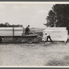 Unloading lumber at Berwyn [i.e. Greenbelt], Maryland.