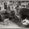 Interior of mountain farmhouse, Appalachian Mountains near Marshall, North Carolina.