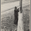 Bewhiskered blacksmith of Crabtree Creek Recreational Demonstration Area near Raleigh demonstrating his homemade cider press, his own invention.