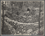 Stone check dams to aid in prevention of soil erosion. Crabtree Creek Recreational Demonstration project near Raleigh.