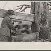 Demonstrating homemade cider press at Crabtree Recreational Demonstration Project near Raleigh, North Carolina.