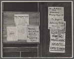 Bulletin board at Cumberland Homesteads, Crossville, Tennessee, showing community activities.
