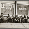 Mountaineers "spelling" themselves in front of store, Pikeville, Tennessee.